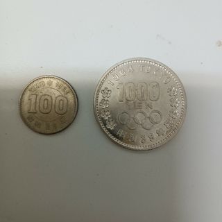 4a　東京オリンピック　1000円銀貨　100円銀貨　昭和39年(その他)