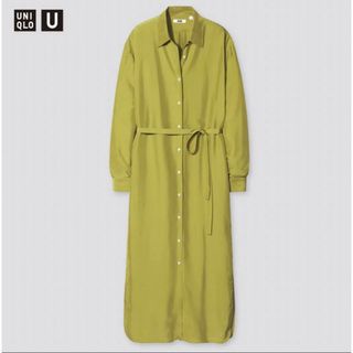 ユニクロ(UNIQLO)のUNIQLO U  シャイニーレーヨンロングシャツワンピース（長袖）(ロングワンピース/マキシワンピース)