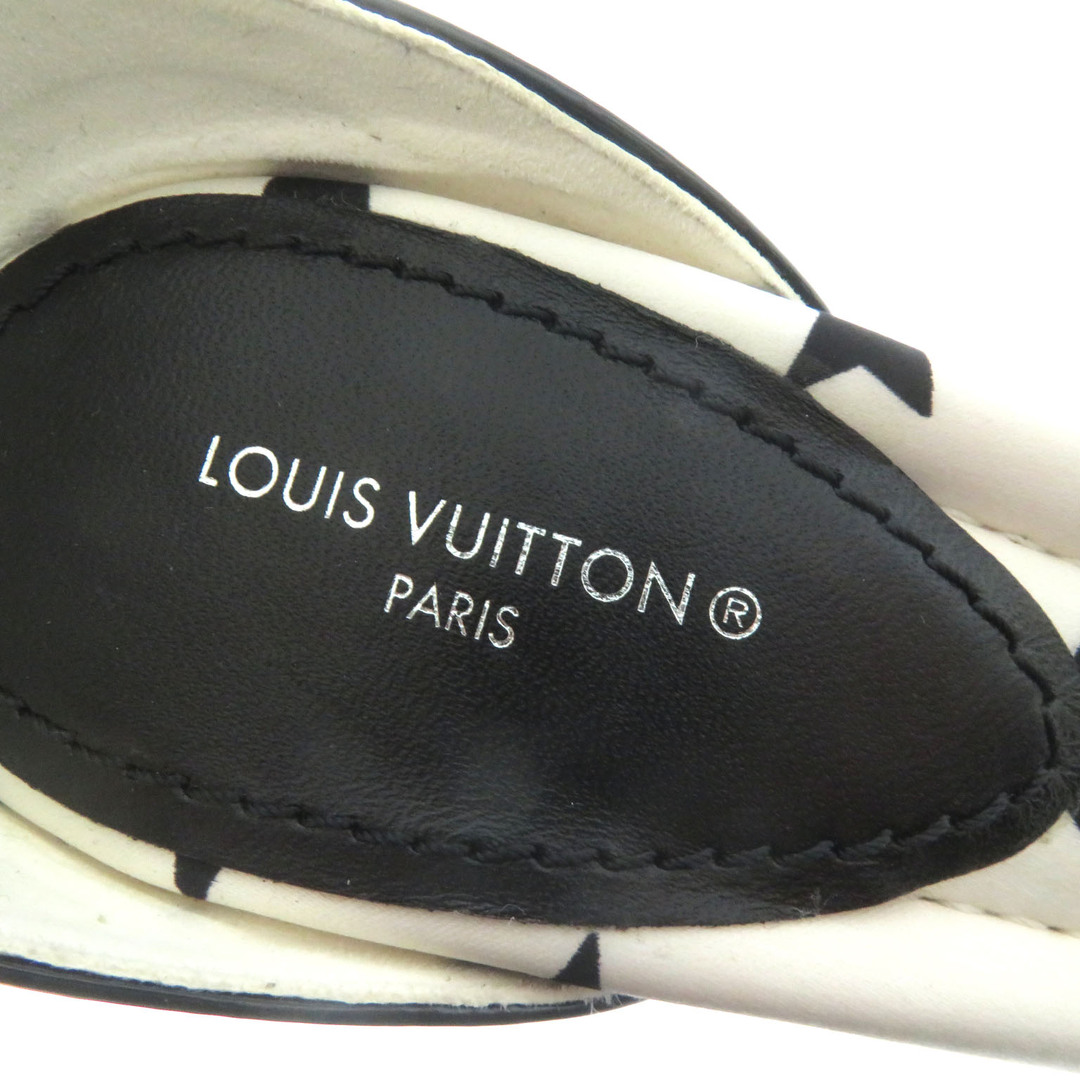 LOUIS VUITTON(ルイヴィトン)の極美品 LOUIS VUITTON ルイヴィトン 22年製 ステラ―・ライン テクニカルサテン ロゴ金具付 スタープリント アンクルストラップ サンダル ホワイト ブラック 37.5 イタリア製 レディース レディースの靴/シューズ(サンダル)の商品写真