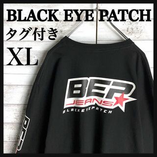 9286【タグ付き・XLサイズ】ブラックアイパッチ☆定番カラーロングtシャツ(Tシャツ/カットソー(七分/長袖))
