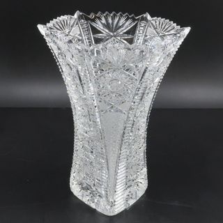 ボヘミア クリスタル(BOHEMIA Cristal)の【Bohemian glass】ボヘミアガラス 花瓶 フラワーベース クリスタル ハンドカット _ 花瓶(花瓶)