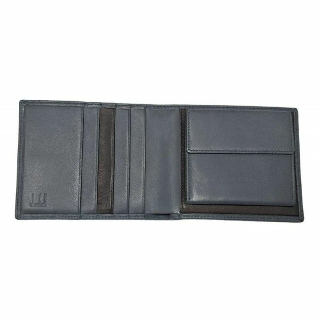 Dunhill(ダンヒル)の新品同様 ダンヒル 二つ折り 財布 レザー バイカラー グレー ブラック メンズのファッション小物(長財布)の商品写真