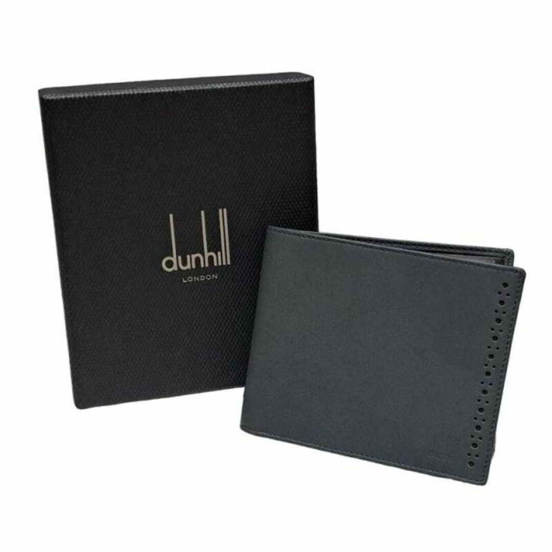 Dunhill(ダンヒル)の新品同様 ダンヒル 二つ折り 財布 レザー バイカラー グレー ブラック メンズのファッション小物(長財布)の商品写真