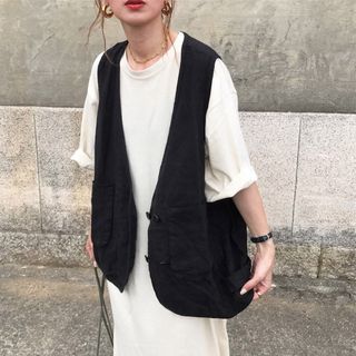 double bk linen vest(ベスト/ジレ)