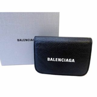 バレンシアガ(Balenciaga)の正規店購入 BALENCIAGA バレンシアガ 593813 ■ レザー 三つ折り 財布 ミニウォレット 黒 ブラック □6B マエ100(財布)