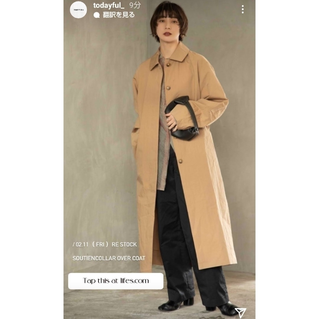 TODAYFUL(トゥデイフル)の❰美品❱TODAYFUL Soutiencollar Over Coat 38 レディースのジャケット/アウター(ロングコート)の商品写真