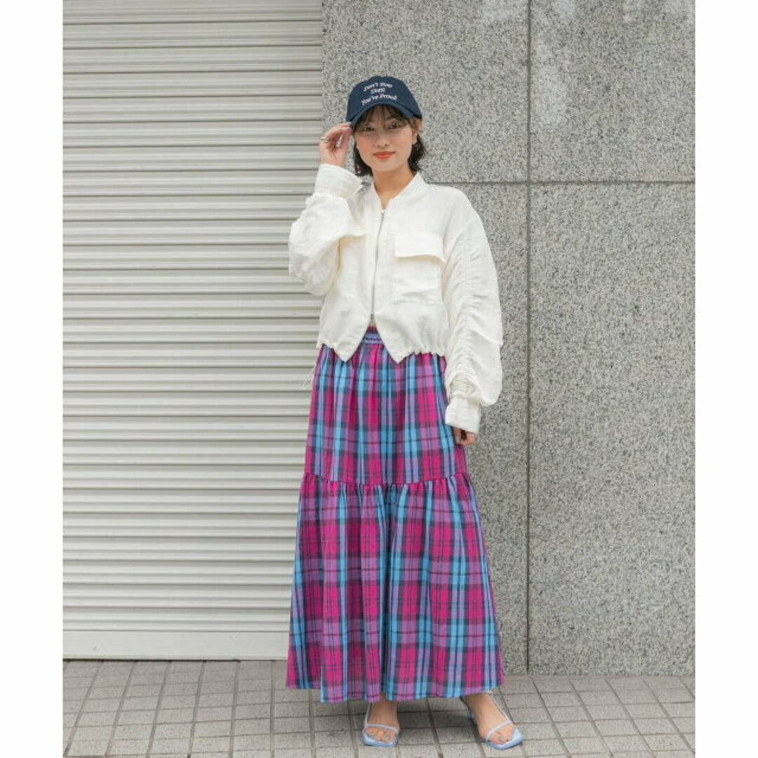 SENSE OF PLACE by URBAN RESEARCH(センスオブプレイスバイアーバンリサーチ)の【WHT×BLK】チェックティアードスカート レディースのスカート(ロングスカート)の商品写真