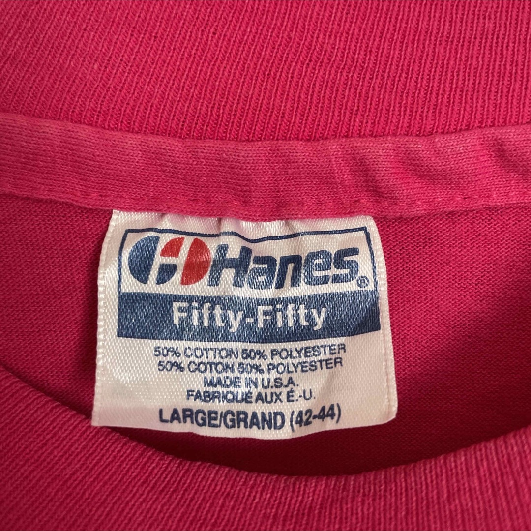 Hanes(ヘインズ)のシングルステッチ ヴィンテージ USA製 Tシャツ ピンク ヘインズ US古着 レディースのトップス(Tシャツ(半袖/袖なし))の商品写真