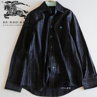 バーバリーブラックレーベル(BURBERRY BLACK LABEL)の【BURBERRY BLACK LABEL】美品　希少　長袖シャツ　黒灰　M★(シャツ)