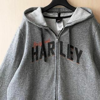 ハーレーダビッドソン(Harley Davidson)のハーレーダビッドソン　スウェットパーカー　古着　フルジップ　やや薄手生地　羽織り(パーカー)