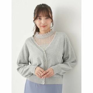 アースミュージックアンドエコロジー(earth music & ecology)の【ライトグレー】ちびスカラップカーディガン レディース/春/24SS(カーディガン)