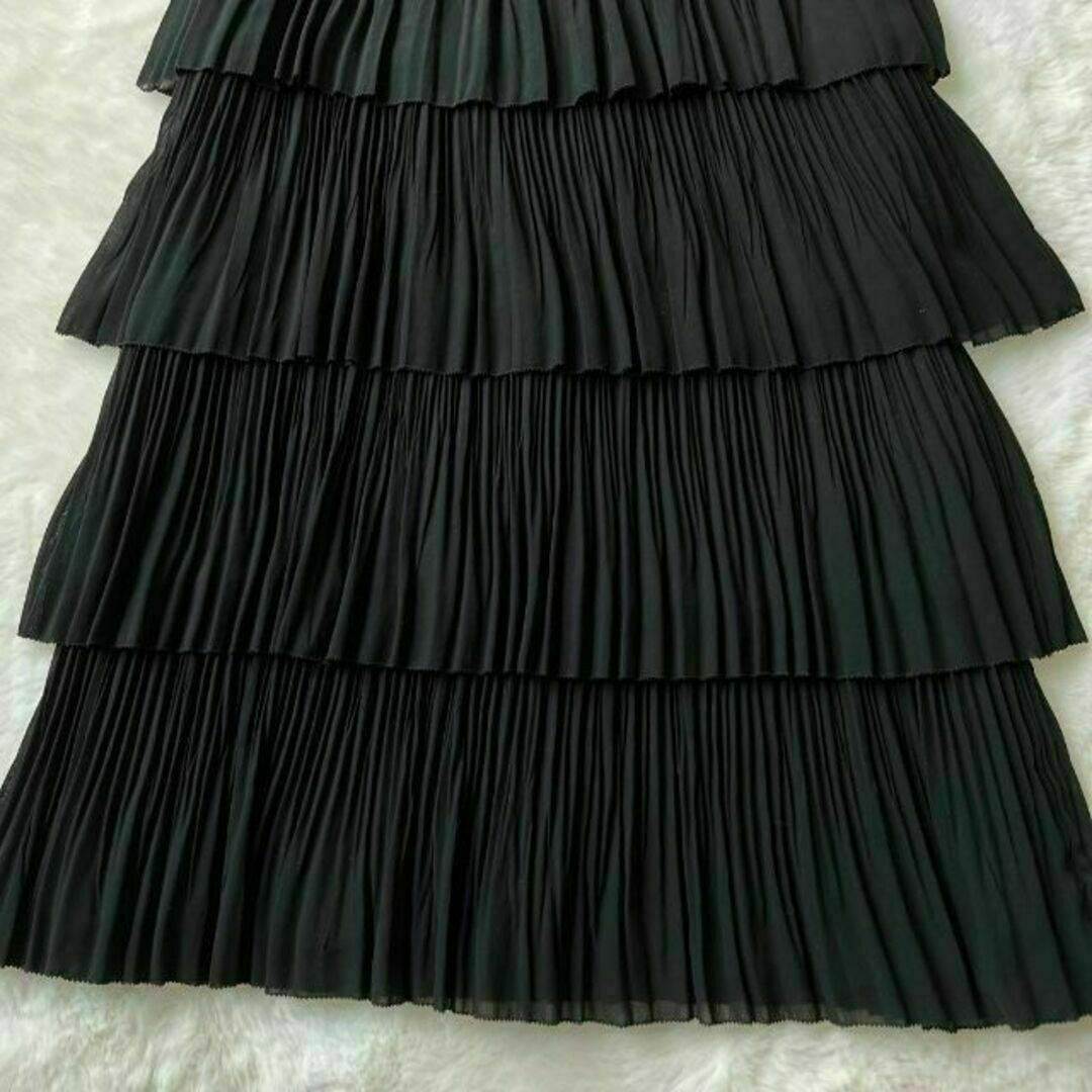 kumikyoku（組曲）(クミキョク)の組曲 kumikyoku ノースリーブ ティアードワンピース ドレス ブラック レディースのワンピース(ひざ丈ワンピース)の商品写真