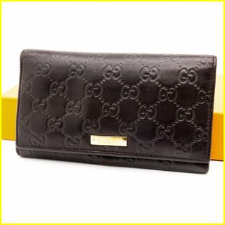 グッチ(Gucci)の★美品★ グッチ 長財布 GGシマ フラップ式 ダークブラウン(長財布)