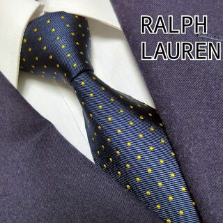 ラルフローレン(Ralph Lauren)のラルフローレン ネクタイ ドット 高級シルク ビジネス 光沢感 古着 ネイビー(ネクタイ)