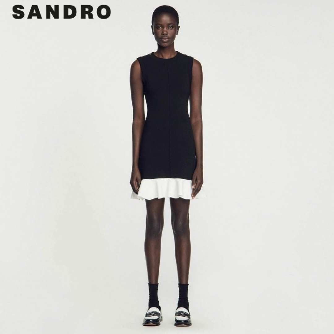 Sandro(サンドロ)の❤️Sandro24春新作新品　黒　ワンピース　オシャレ レディースのワンピース(ひざ丈ワンピース)の商品写真