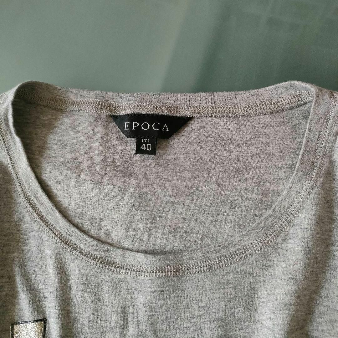 EPOCA(エポカ)のEPOCA エポカ 　ラメ＆ストーン付Tシャツ　グレー　サイズ40 レディースのトップス(Tシャツ(半袖/袖なし))の商品写真