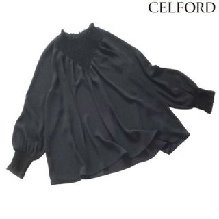 セルフォード(CELFORD)のセルフォード CELFORD■シフォン カットソー ブラウス ブラック(カットソー(長袖/七分))