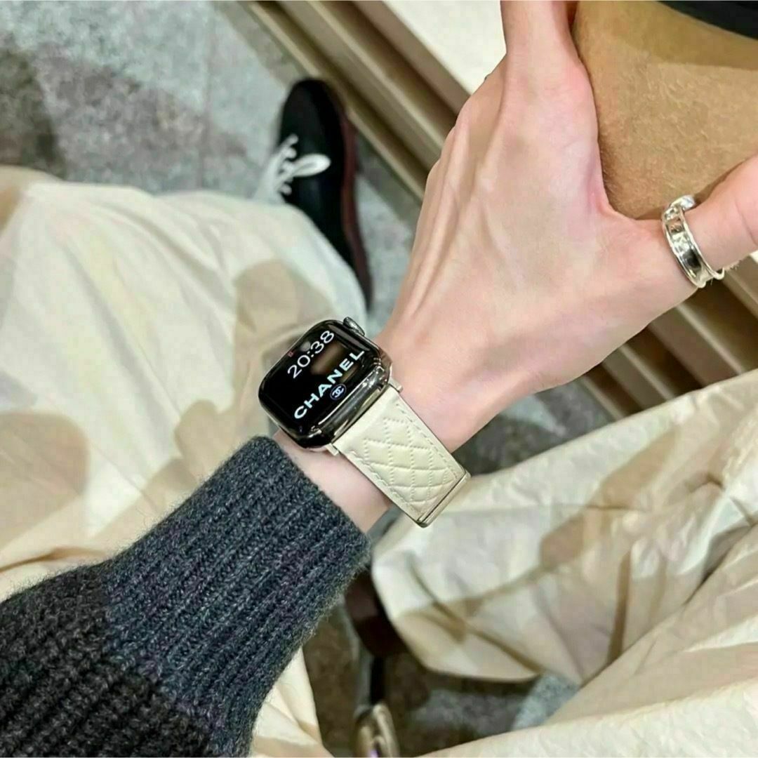 Apple Watch アップルウォッチ 本革ベルト　バンド カバー2点セット レディースのファッション小物(腕時計)の商品写真