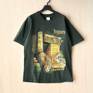 ヴィンテージ(VINTAGE)の90s古着　ヴィンテージ　メキシコ　マヤ　アニマル　Tシャツ　ジャガー(Tシャツ/カットソー(半袖/袖なし))