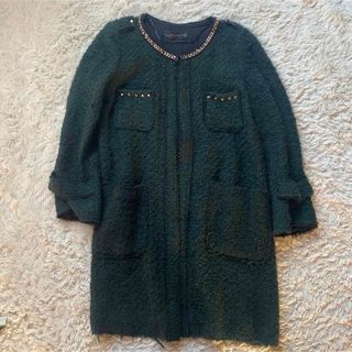 ザラ(ZARA)のZARA 未使用　チェーンカーディガン　ダークグリーン　春　羽織り　アウター　服(カーディガン)