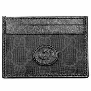 グッチ(Gucci)の【限定価格】GUCCI グッチ カードケース インターロッキングG 定期入れ 名刺入れ パスケース 673002 GGスプリームキャンバス    ブラック 黒 メンズ 美品【中古品】(パスケース/IDカードホルダー)