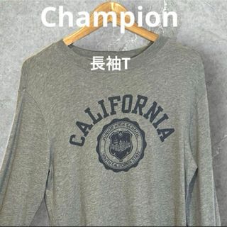 チャンピオン(Champion)のチャンピオン ロンT グレー カレッジロゴ カリフォルニア 長袖TシャツM(Tシャツ/カットソー(七分/長袖))