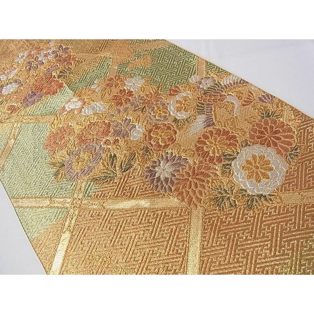 平和屋1■六通柄袋帯　天井花鳥丸文　金糸　逸品　an5520 レディースの水着/浴衣(帯)の商品写真