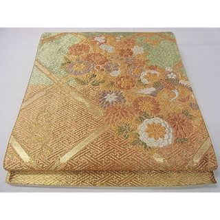 平和屋1■六通柄袋帯　天井花鳥丸文　金糸　逸品　an5520(帯)