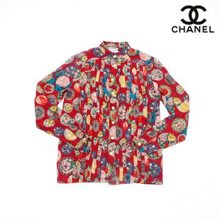 シャネル(CHANEL)のシャネル CHANEL ココボタン カメリア 総柄 トップス 長袖シャツ(シャツ/ブラウス(長袖/七分))