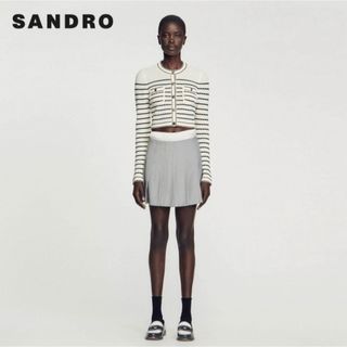 ❤️Sandro24春新作新品　黒白　ゼブラ　長袖カーディガン　オシャレ