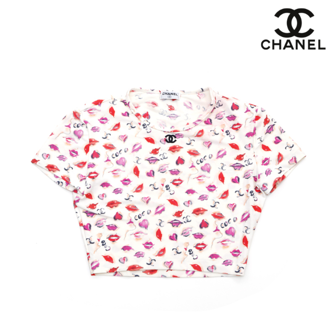 CHANEL(シャネル)のシャネル CHANEL リッププリント クロップド 半袖Ｔシャツ ナイロン レディースのトップス(Tシャツ(半袖/袖なし))の商品写真