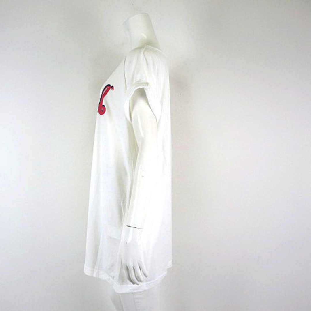 X-girl(エックスガール)のエックスガール カットソー チュニック ロング ロゴ ロール 半袖 M 2 白 レディースのトップス(カットソー(半袖/袖なし))の商品写真