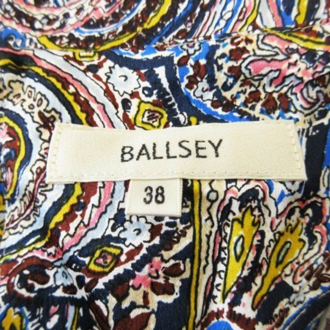 Ballsey(ボールジィ)のボールジー ワンピース シルク ミニ 半袖 絹 サテン ペイズリー 38 茶 レディースのワンピース(ミニワンピース)の商品写真