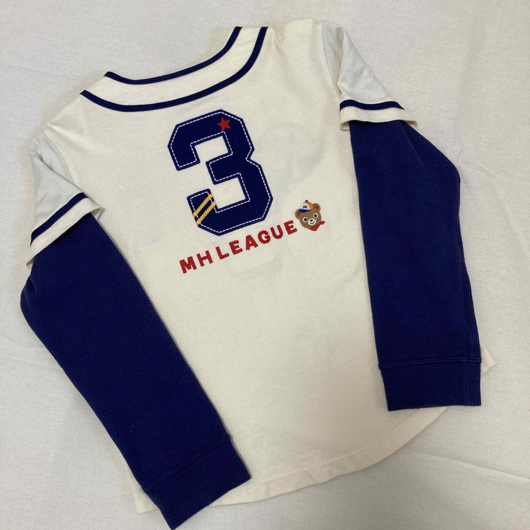 mikihouse(ミキハウス)のミキハウス ロンT ベースボール シャツ 長袖 プッチー 重ね着風 120 キッズ/ベビー/マタニティのキッズ服女の子用(90cm~)(Tシャツ/カットソー)の商品写真
