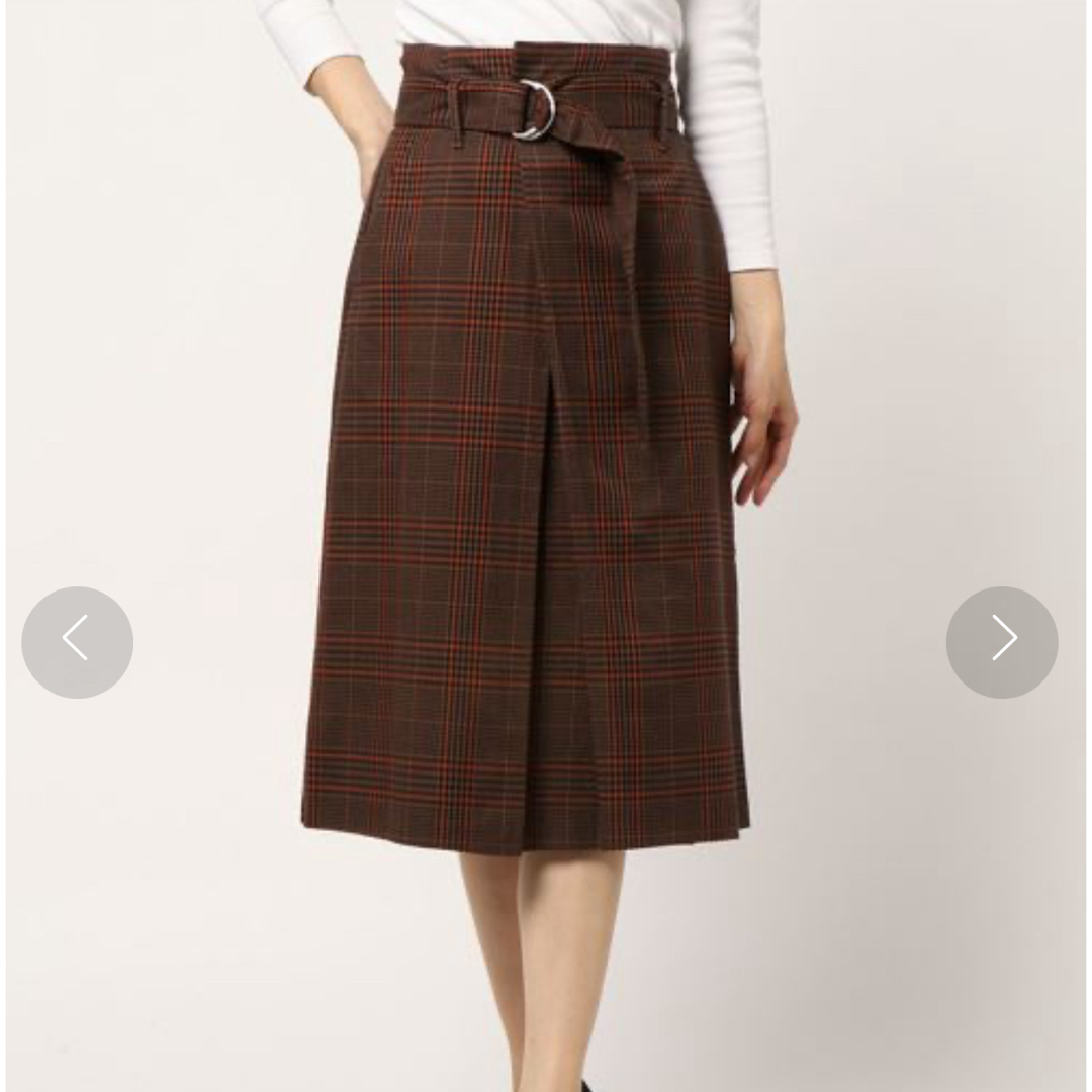 Techichi(テチチ)のブラウン系チェック柄アソートベルト付きスカート レディースのスカート(ひざ丈スカート)の商品写真