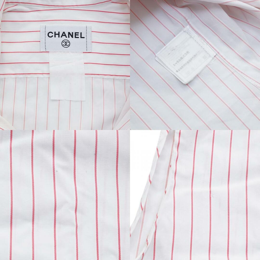 CHANEL(シャネル)のシャネル CHANEL ノースリーブ ストライプ シャツ ブラウス レディースのトップス(シャツ/ブラウス(長袖/七分))の商品写真