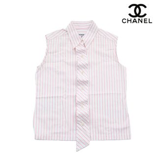 シャネル(CHANEL)のシャネル CHANEL ノースリーブ ストライプ シャツ ブラウス(シャツ/ブラウス(長袖/七分))