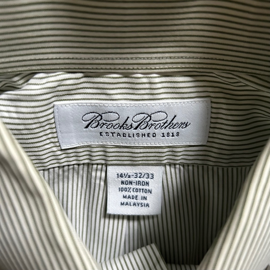 Brooks Brothers(ブルックスブラザース)のブルックスブラザーズ ストライプボタンダウンシャツ 14 1/2 グリーン メンズのトップス(シャツ)の商品写真