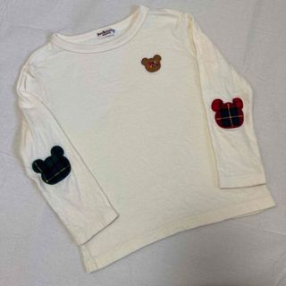 ミキハウス(mikihouse)のミキハウス ホットビスケッツ ロンT 長袖 肘 パッチワーク アイボリー 110(Tシャツ/カットソー)