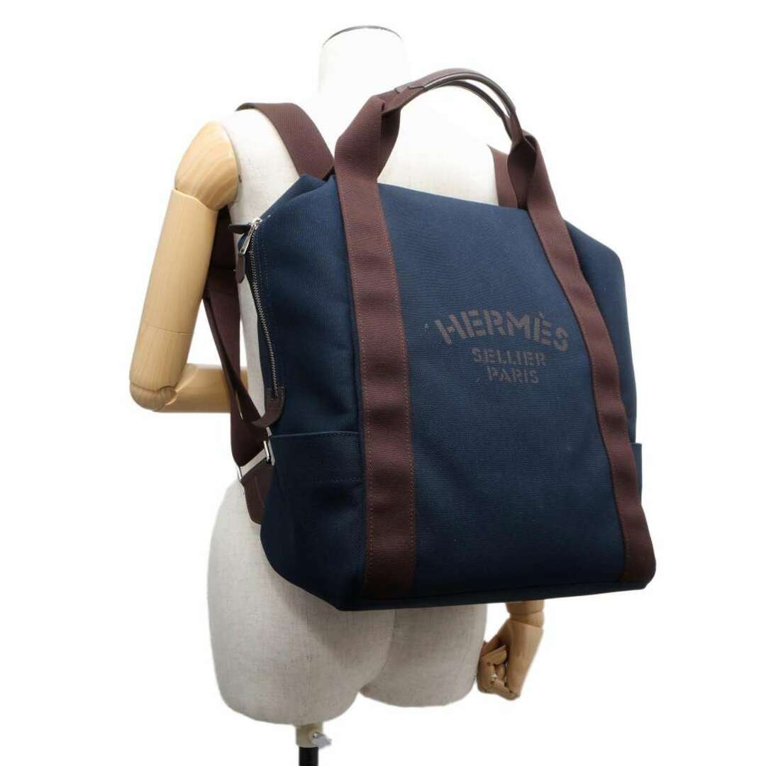 Hermes(エルメス)のエルメス バックパック グルーム Groom ネイビー/フー/トワルシェブロン/レザー HERMES メンズ メンズのバッグ(バッグパック/リュック)の商品写真
