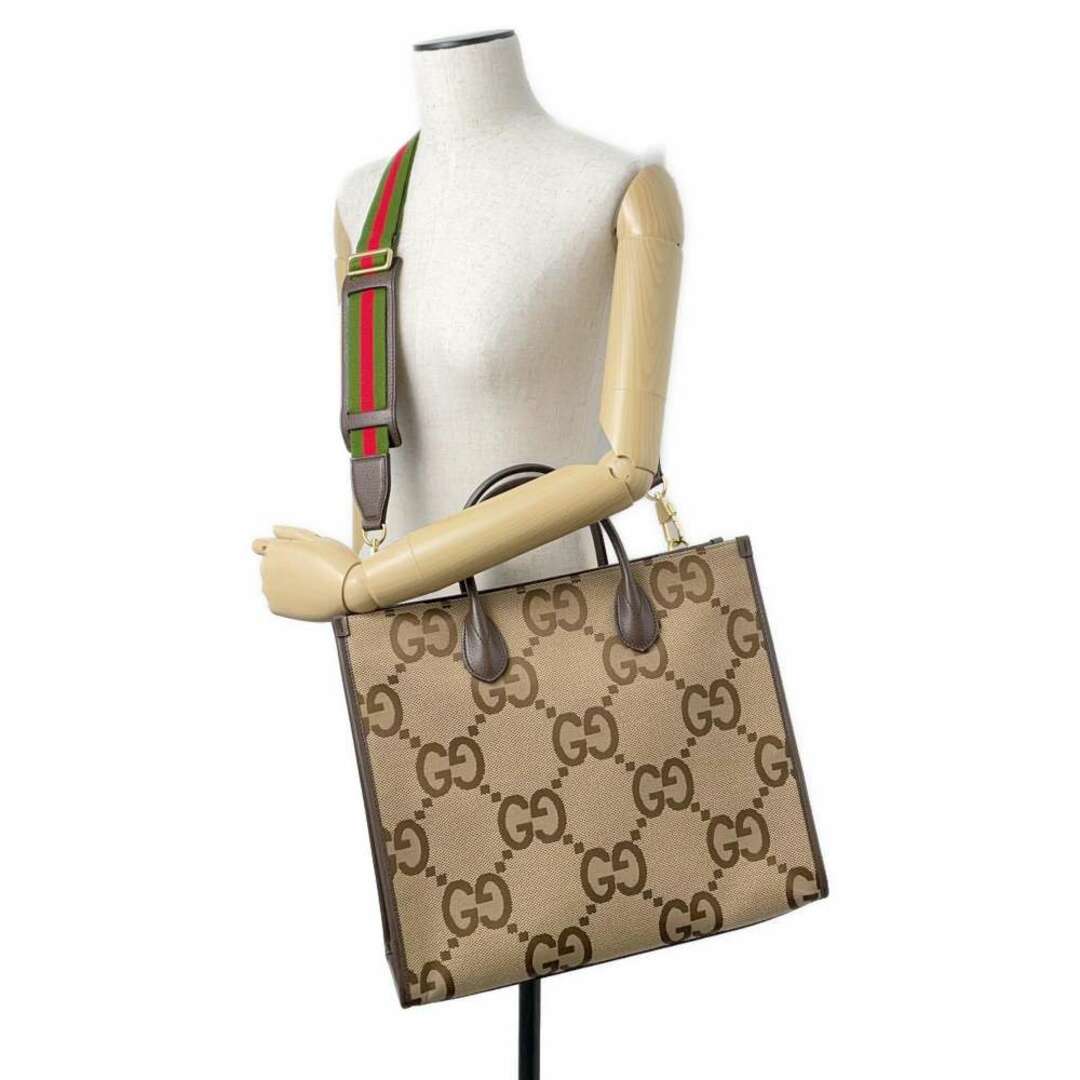 Gucci(グッチ)のグッチ トートバッグ ジャンボGG キャンバス 678839 GUCCI バッグ 2wayショルダーバッグ ハンドバッグ ブラウン メンズのバッグ(トートバッグ)の商品写真