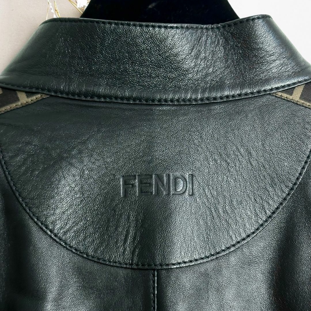 極美品☆超人気モデル☆☆FENDI レザージャケット ズッカ柄 FFロゴ 42