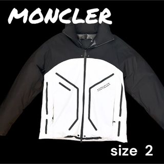 モンクレール(MONCLER)のMONCLER ショートダウンジャケット ロゴ バイカラー（フード内蔵）(ダウンジャケット)