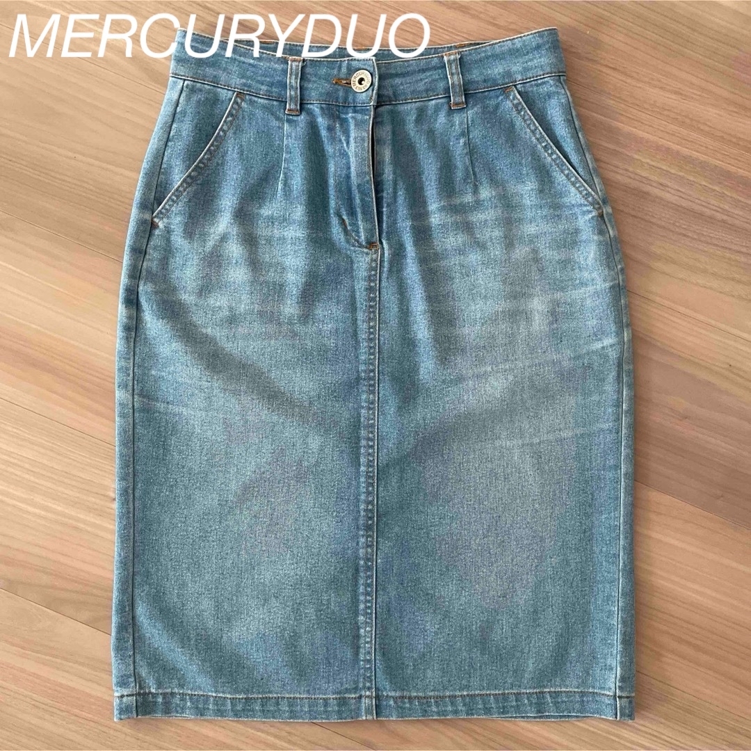 MERCURYDUO(マーキュリーデュオ)のマーキュリーデュオ　MERCURYDUO 膝丈スカート　デニムスカート　タイト レディースのスカート(ひざ丈スカート)の商品写真
