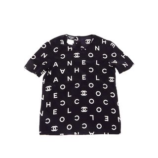 シャネル(CHANEL)のシャネル CHANEL ロゴ レター 丸首 ブラウス ココマーク シルク100% Size 42 1997s 半袖Ｔシャツ(Tシャツ(半袖/袖なし))