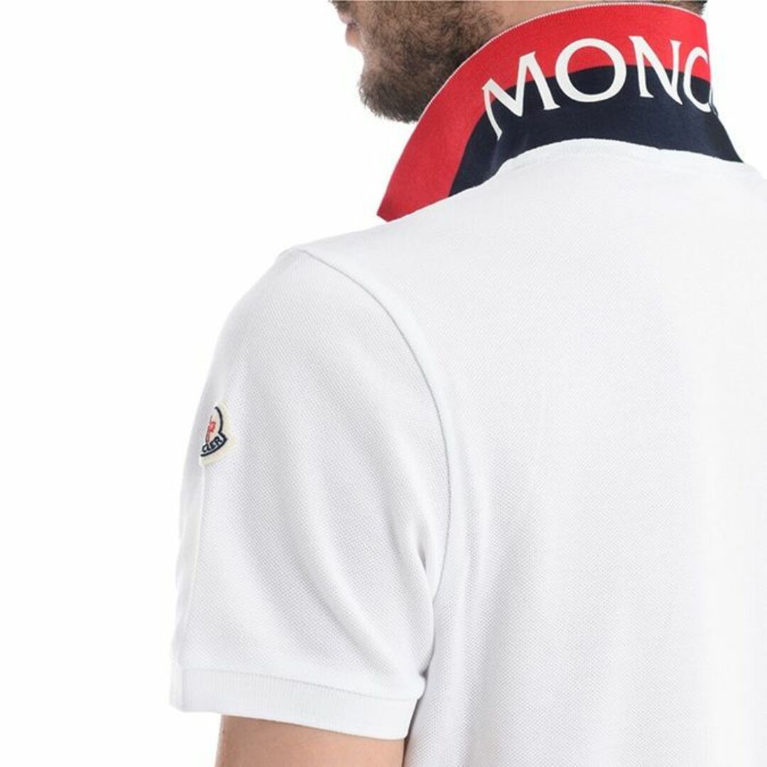 MONCLER(モンクレール)の送料無料 62 MONCLER モンクレール 8A70510 84556 ホワイト 襟裏 ロゴ プリント 半袖 ポロシャツ size S メンズのトップス(ポロシャツ)の商品写真