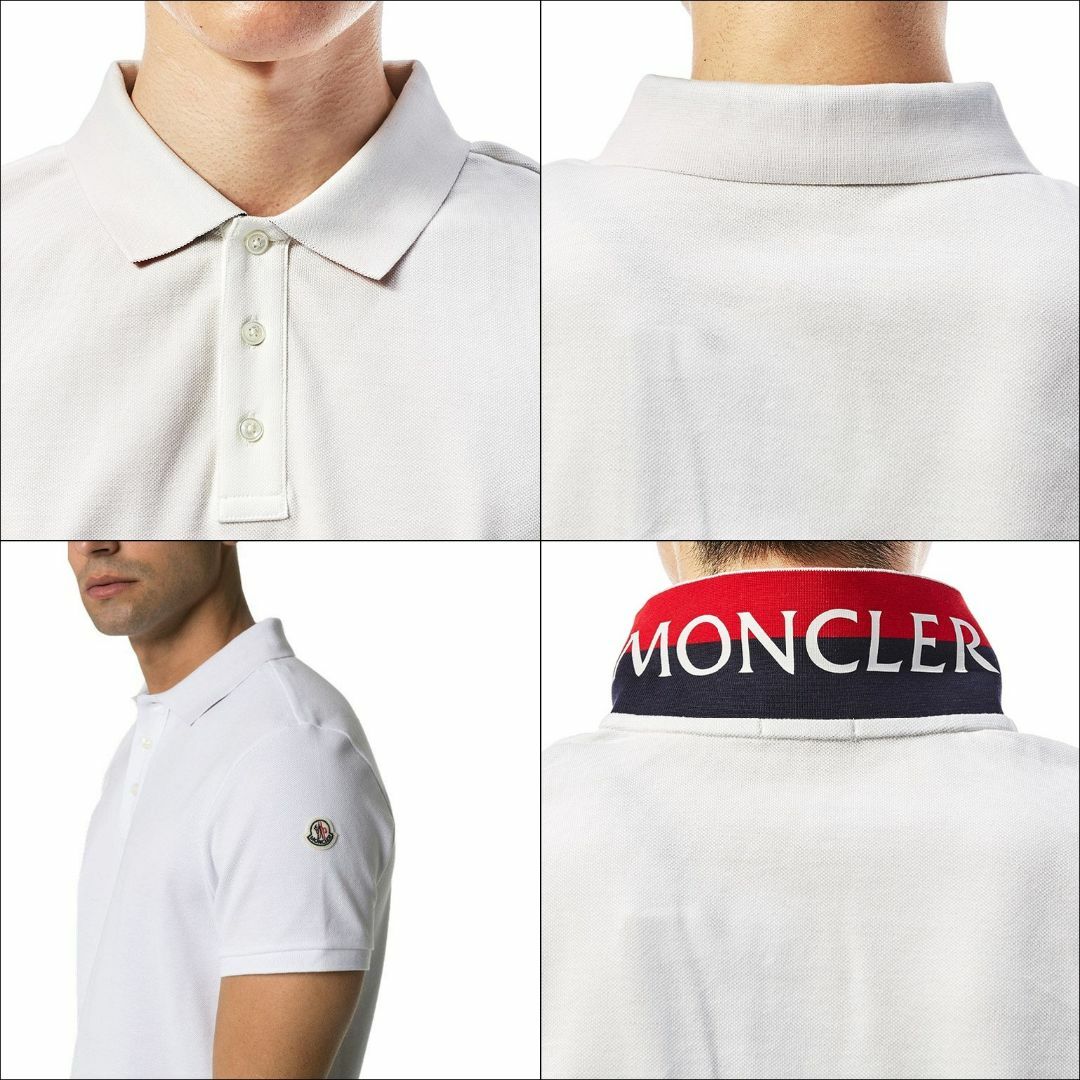 MONCLER(モンクレール)の送料無料 62 MONCLER モンクレール 8A70510 84556 ホワイト 襟裏 ロゴ プリント 半袖 ポロシャツ size S メンズのトップス(ポロシャツ)の商品写真