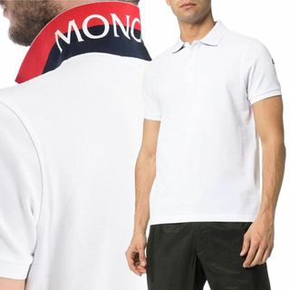 モンクレール(MONCLER)の送料無料 62 MONCLER モンクレール 8A70510 84556 ホワイト 襟裏 ロゴ プリント 半袖 ポロシャツ size S(ポロシャツ)