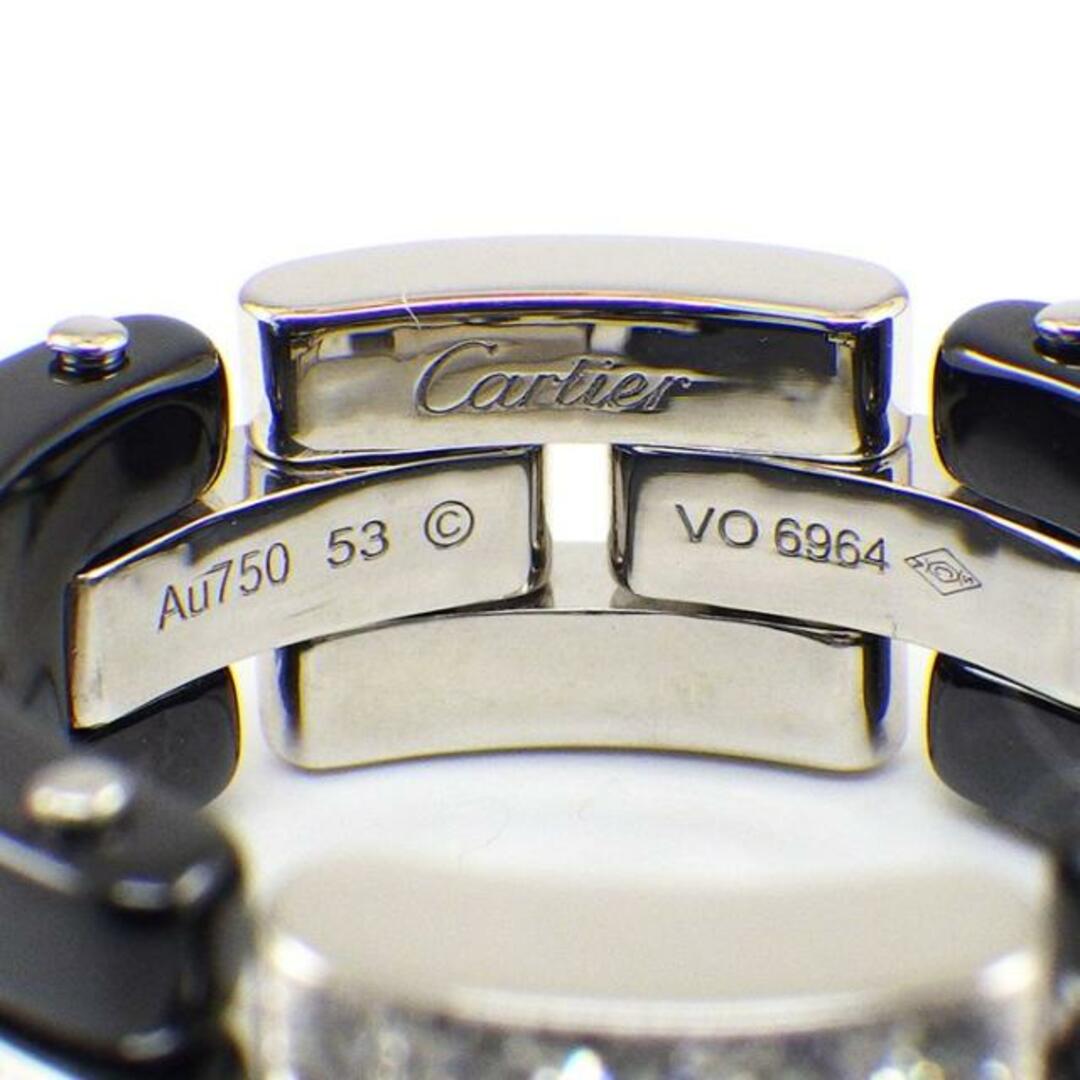 Cartier(カルティエ)のカルティエ Cartier リング マイヨン パンテール B4086253 3連 3ロウ チェーン パヴェ ダイヤモンド K18WG ブラック セラミック 黒 13.5号 / #53 【中古】 レディースのアクセサリー(リング(指輪))の商品写真