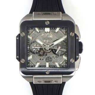 ウブロ(HUBLOT)のウブロ Hublot 腕時計 スクエア・バン ウニコ 42mm 821.NM.0170.RX デイト クロノグラフ スモールセコンド 裏スケ スケルトン文字盤 チタン セラミック メッシュ ラバーベルト 自動巻き 【箱・保付き】 【中古】(腕時計(アナログ))